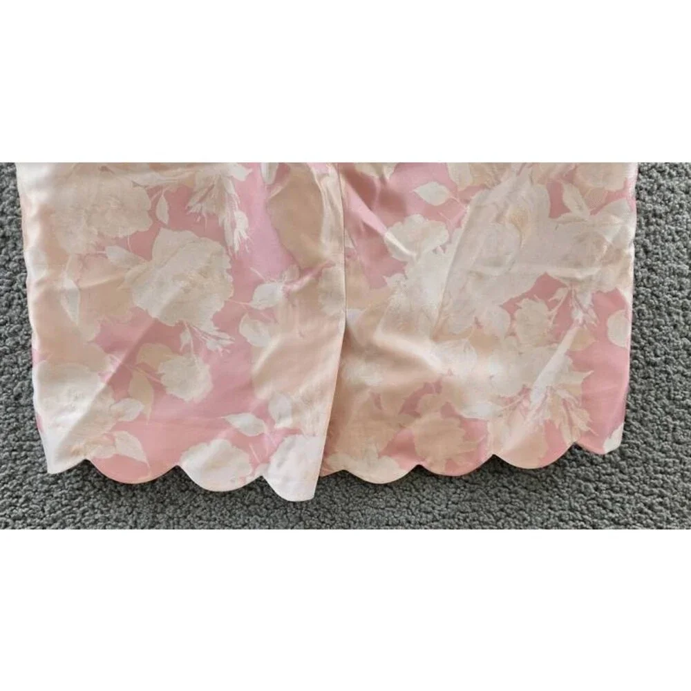 Kasper Floral-Print Scalloped-Edge Pencil Skirt Women's 2P Tutu Pink Back Zip